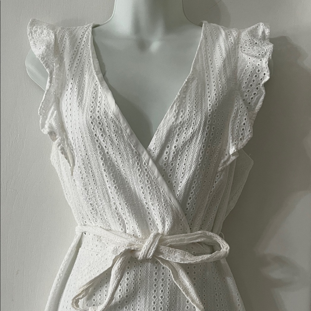 Bar III White Eyelet Ruffle Mini Dress - Picture 6 of 12